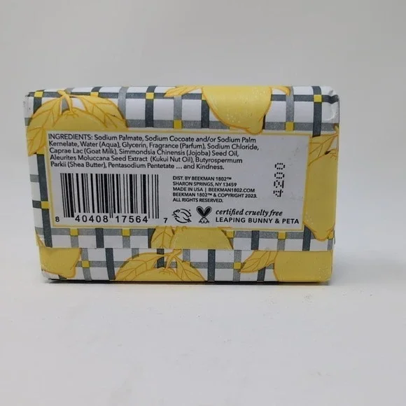 Beekman 1802 Sunshine Lemon (3x) Goat Milk Soap w/ Shea Butter 3.5oz Bar - Picture 3 of 3